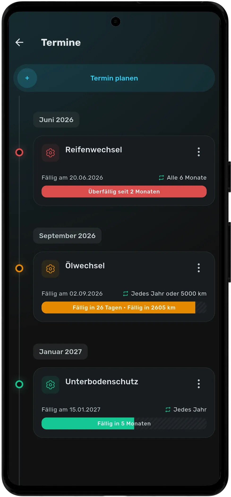 Wartello App – Termine